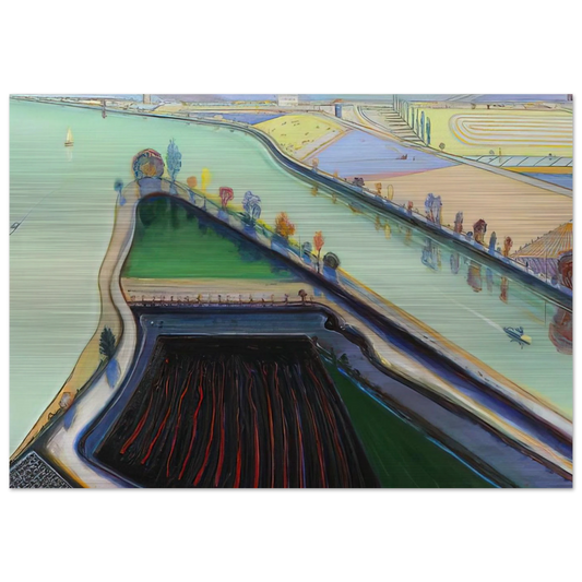 River Boats - 2001 - Wayne Thiebaud Brushed Aluminum Print - 70x100 cm / 28x40 inches | Wayne Thiebaud Aluminum Print | Wayne Thiebaud Prints
