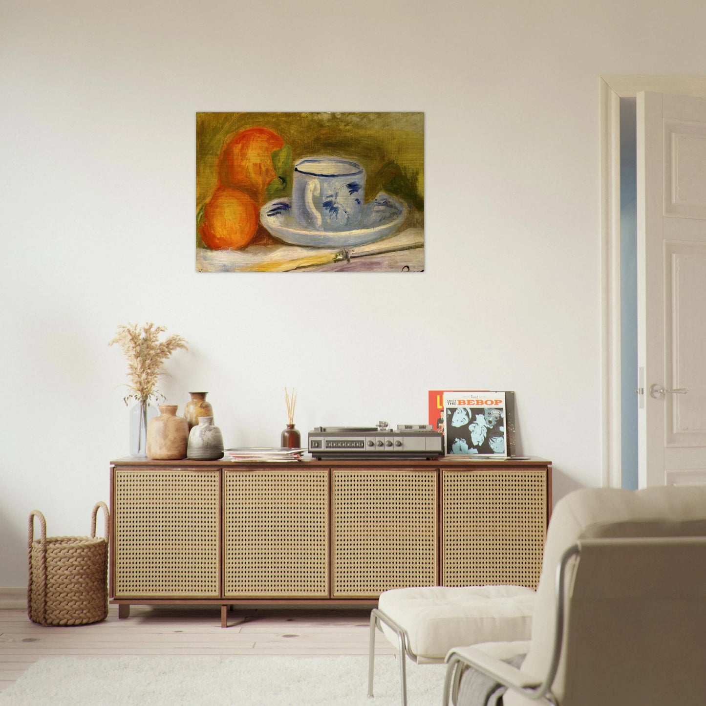 Cup and Oranges - Pierre-Auguste Renoir Brushed Aluminum Print - 70x100 cm / 28x40 inches | Pierre-Auguste Renoir Aluminum Print | Pierre-Auguste Renoir Prints