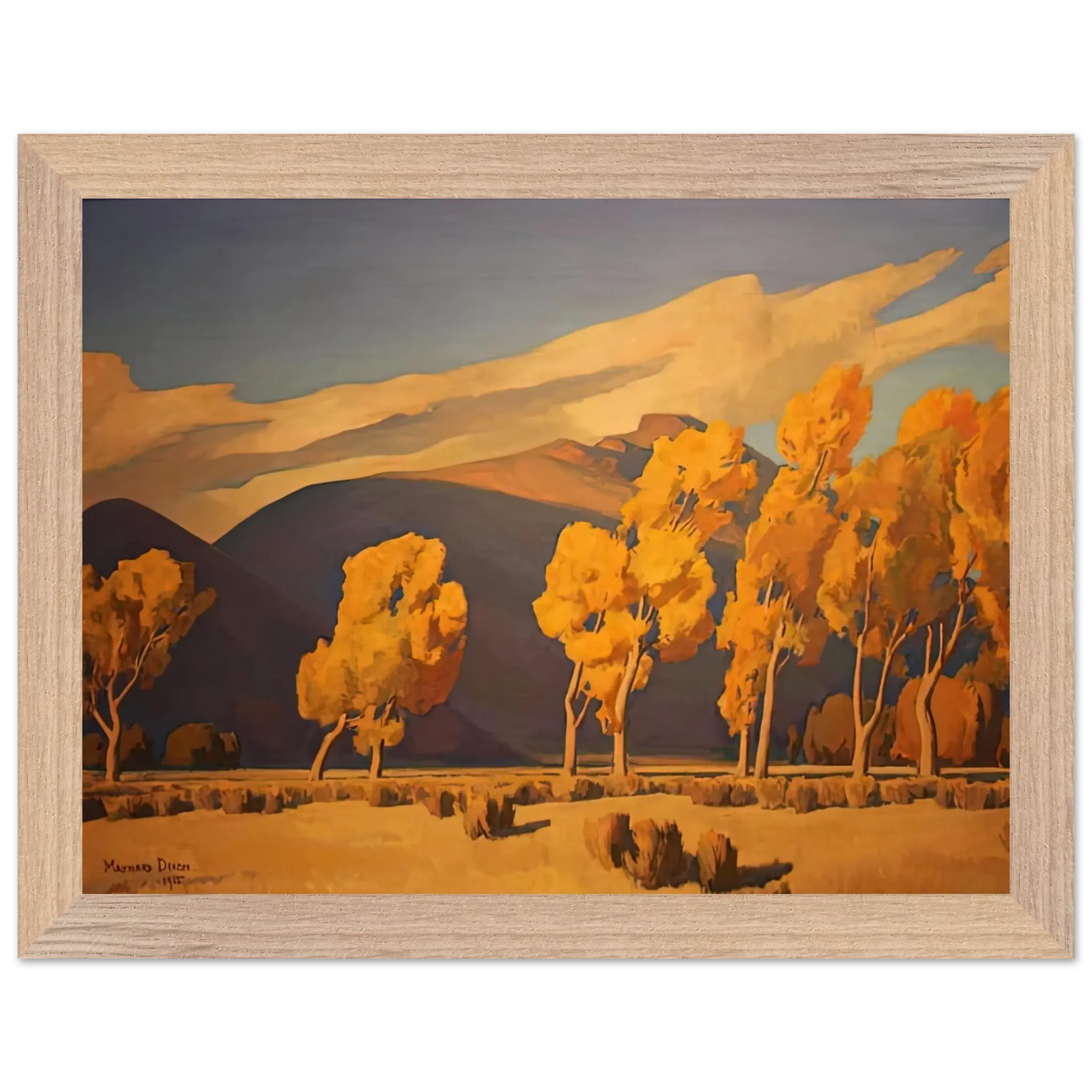 Maynard Dixon - NOVEMBER IN NEVADA 1935 Wall art - 20x25 cm / 8x10 Inches - Premium Wooden Framed Poster With Fine Art Paper - Black frame