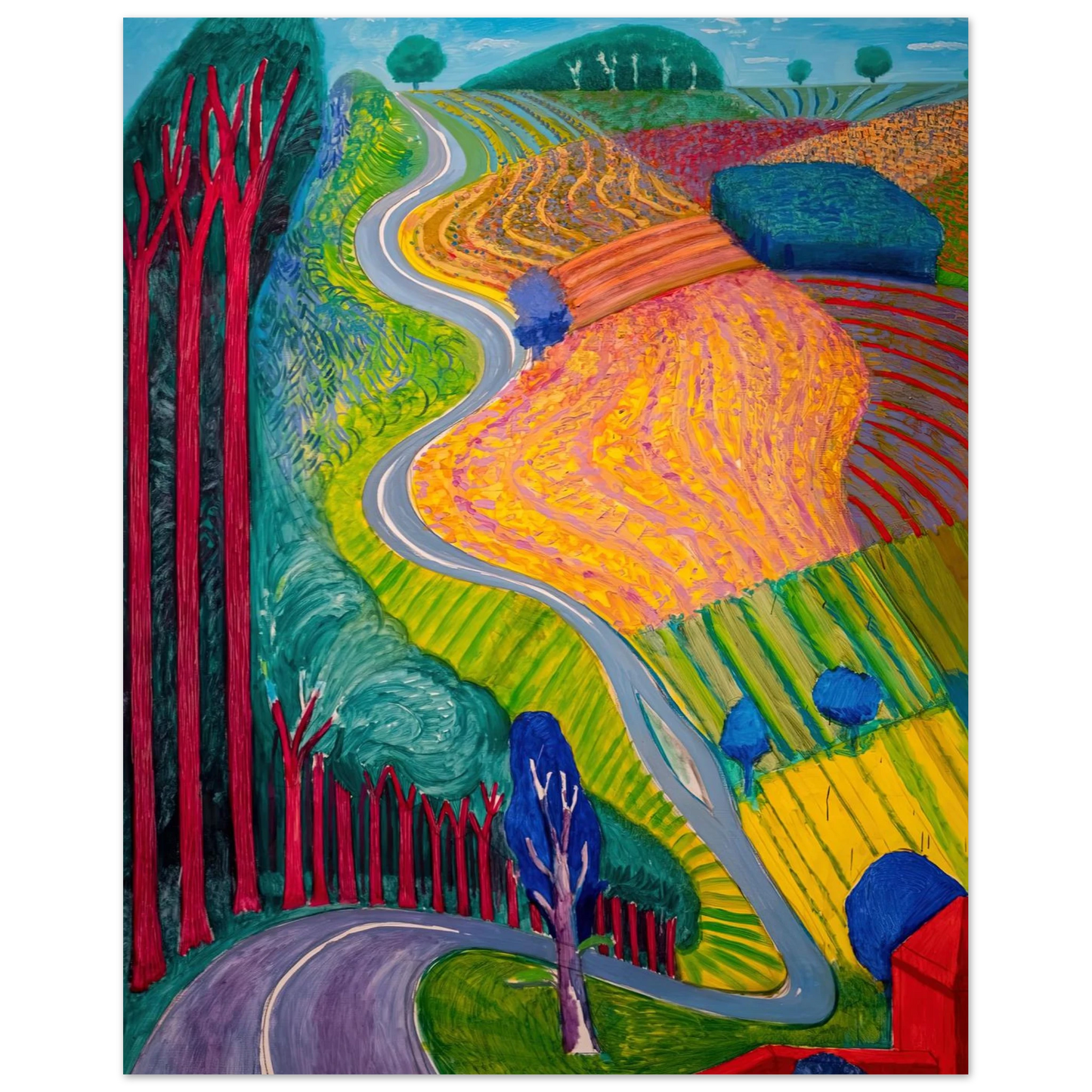 David Hockney - David Hockney Wall art - 27x35 cm / 11x14 inches - Premium Wooden Framed Poster With Fine Art Paper-canvas - White frame