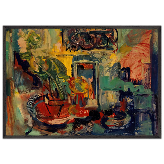 Still Life Interior - Hans Hofmann 70x100 cm / 28x40 inches Framed Art Print – Black Wooden Frame