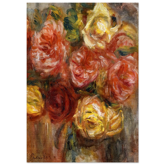 Bouquet of Roses in a Vase - Pierre-Auguste Renoir Brushed Aluminum Print - 70x100 cm / 28x40 inches | Pierre-Auguste Renoir Aluminum Print | Pierre-Auguste Renoir Prints