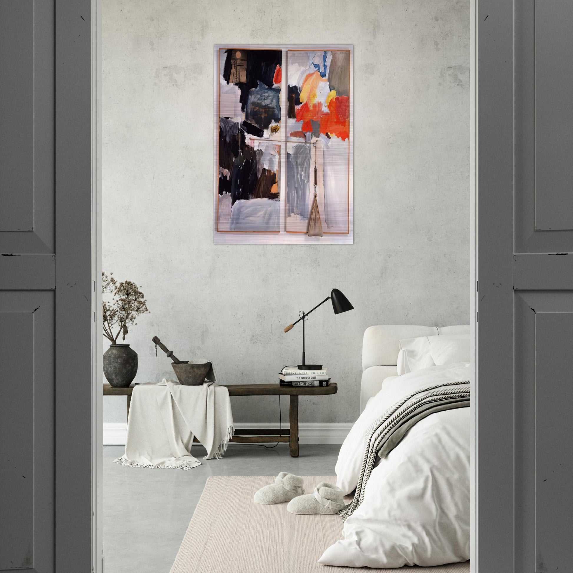 STUDIO PAINTING 1961 - Robert Rauschenberg Brushed Aluminum Print - 70x100 cm / 28x40 inches | Robert Rauschenberg Aluminum Print | Robert Rauschenberg Prints