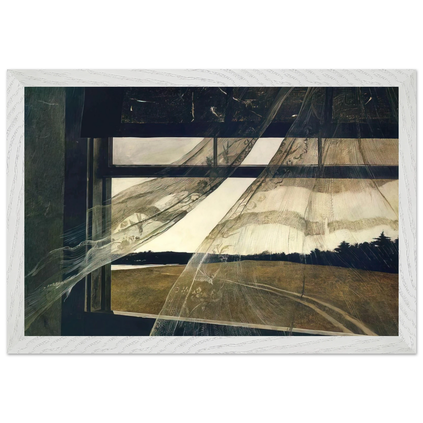 Andrew Wyeth - WIND FROM THE SEA 1947 Wall Art - 30x40 cm / 12x16 inches - Premium Wooden Framed Poster With Fine Art Paper-canvas - White frame