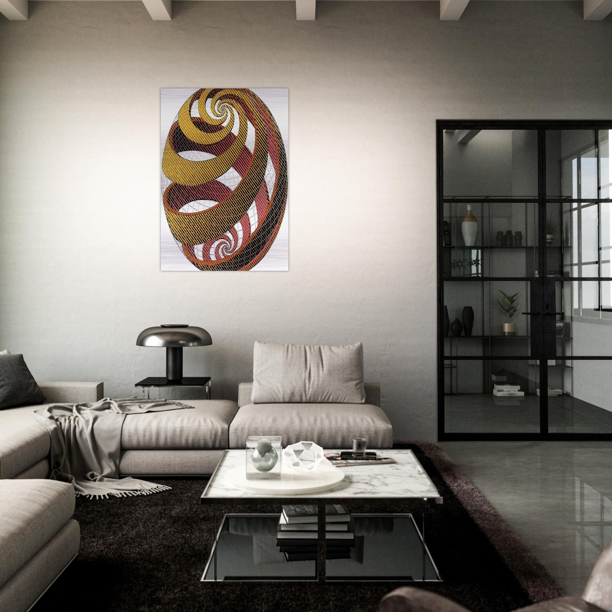 SPHERE SPIRALS - MC Escher Brushed Aluminum Print - 70x100 cm / 28x40 inches | MC Escher Aluminum Print | MC Escher Prints