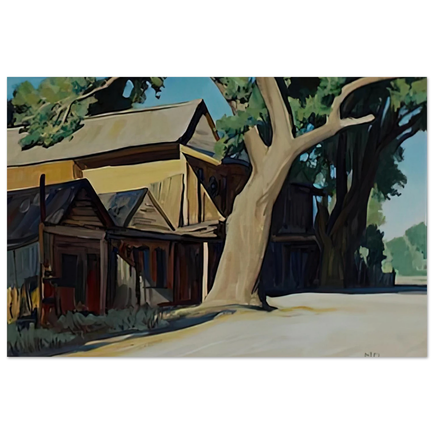 Maynard Dixon - OLD CHINATOWN CARSON CITY NEVADA 1937 Wall art - 15x20 cm / 6x8 inches - Premium Wooden Framed Poster With Fine Art Paper-canvas - Black frame