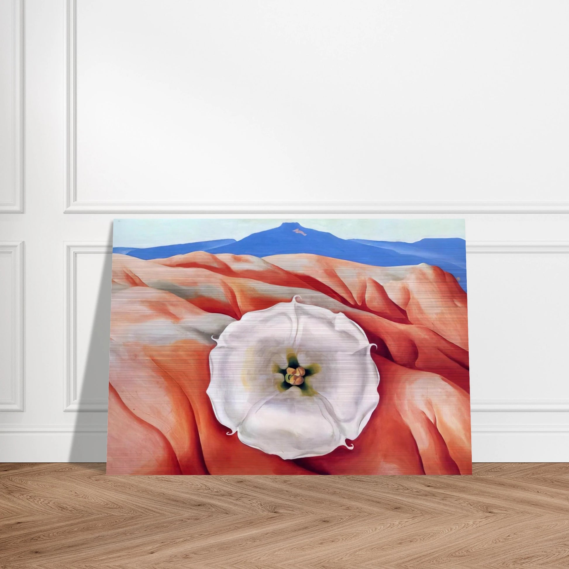 Red hills and white flower II - Georgia O'Keeffe Brushed Aluminum Print - 70x100 cm / 28x40 inches | Georgia O'Keeffe Aluminum Print | Georgia O'Keeffe Prints