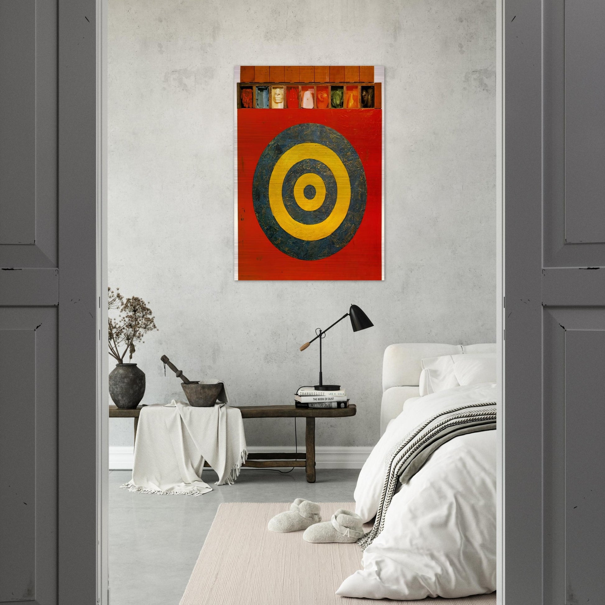 TARGET WITH PLASTER CASTS 1955 - Jasper Johns Brushed Aluminum Print - 70x100 cm / 28x40 inches | Jasper Johns Aluminum Print | Jasper Johns Prints