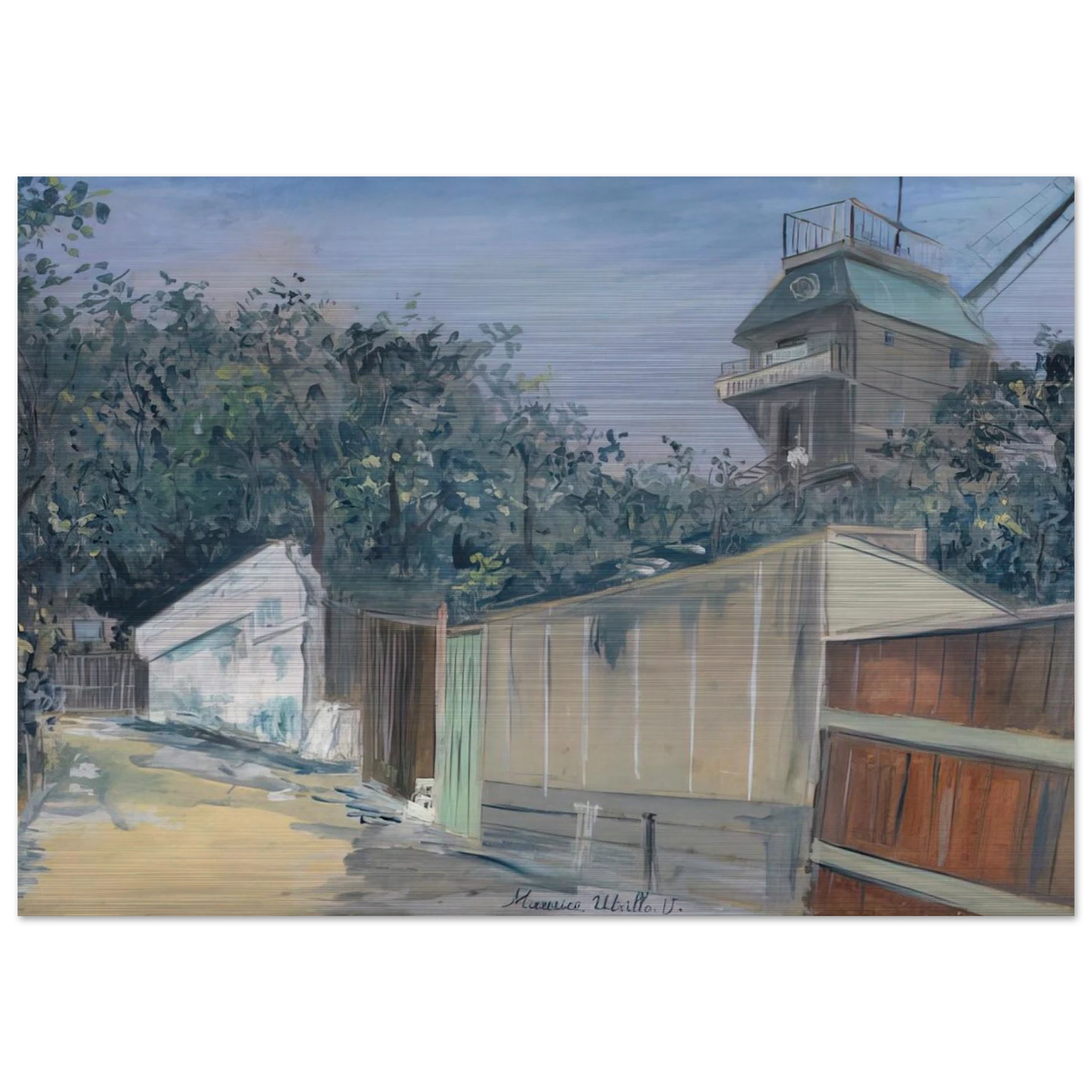 LE MOULIN DE LA GALETTE A MONTMARTRE 1915 - Maurice Utrillo Brushed Aluminum Print - 70x100 cm / 28x40 inches | Maurice Utrillo Aluminum Print | Maurice Utrillo Prints