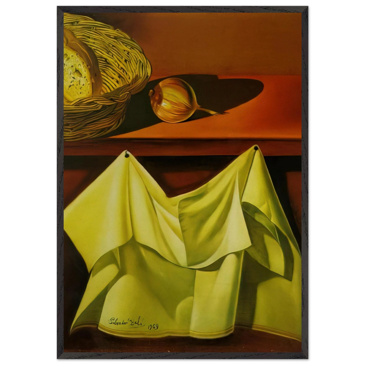 UNTITLED STILL LIFE WITH WHITE CLOTH - Salvador Dali 70x100 cm / 28x40 inches Framed Art Print – Black Wooden Frame