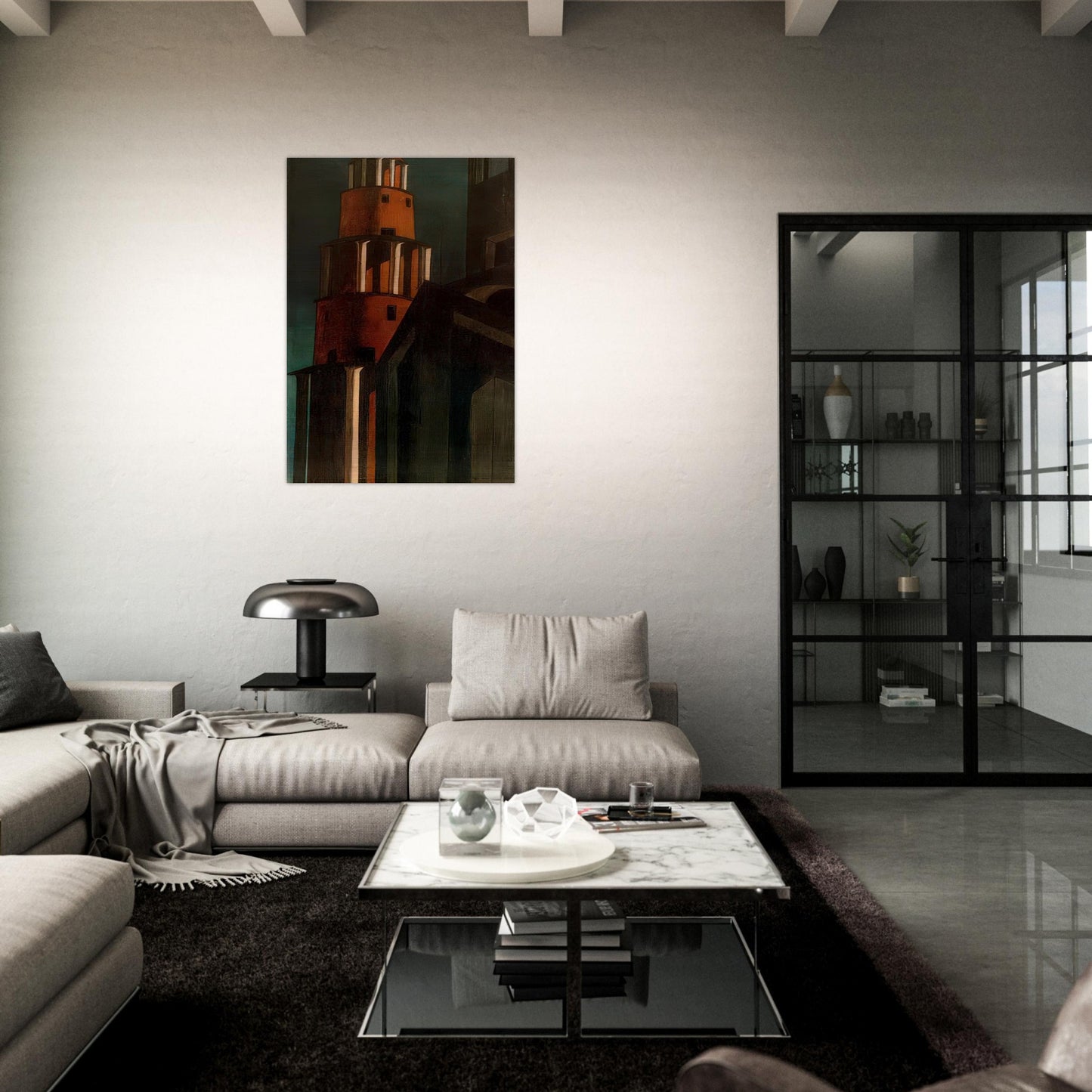 THE TOWER - Giorgio de Chirico Brushed Aluminum Print - 70x100 cm / 28x40 inches | Giorgio de Chirico Aluminum Print | Giorgio de Chirico Prints