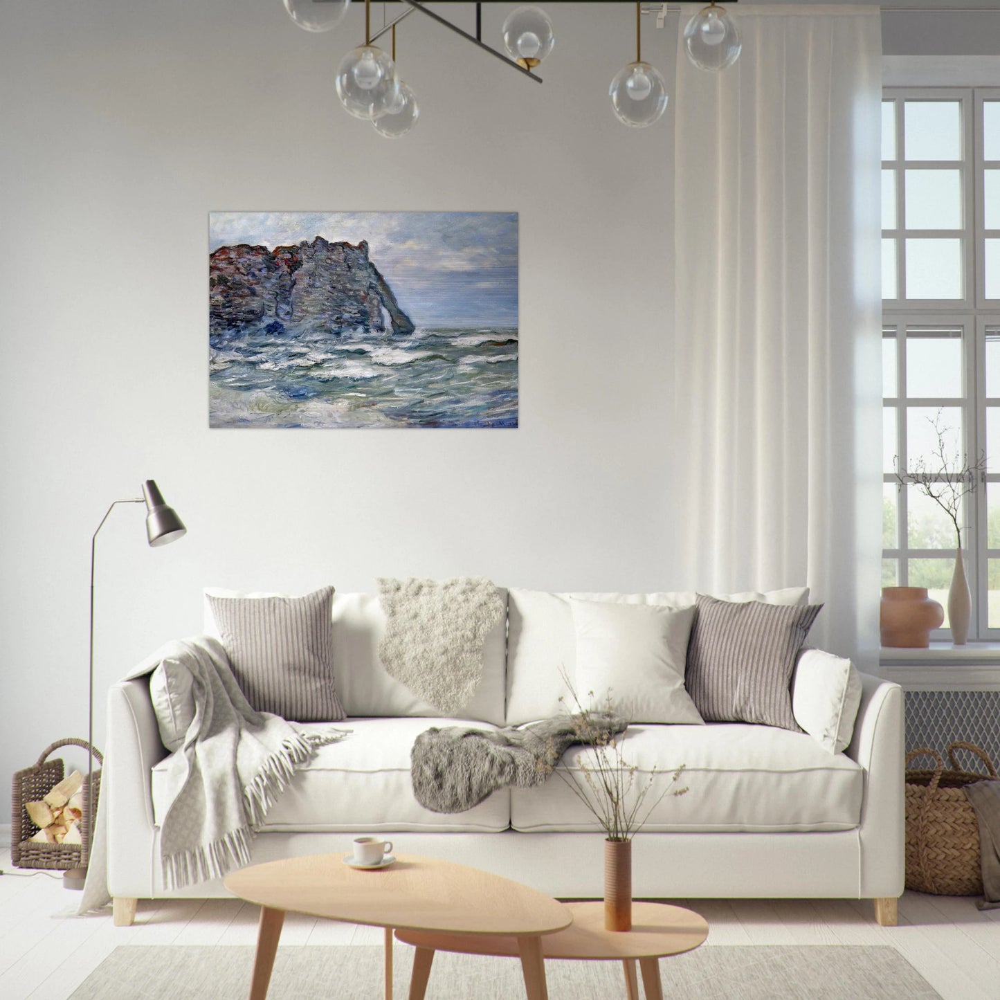 Port d`Aval, Rough Sea - claude monet Brushed Aluminum Print - 70x100 cm / 28x40 inches | claude monet Aluminum Print | claude monet Prints
