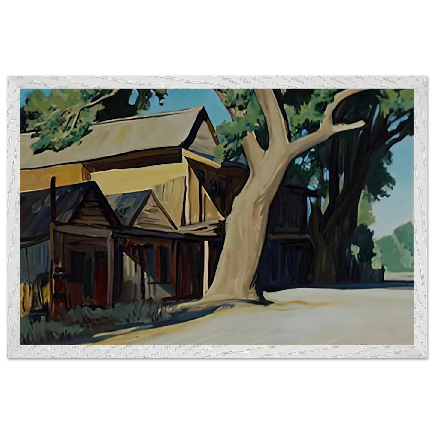 Maynard Dixon - OLD CHINATOWN CARSON CITY NEVADA 1937 Wall art - 27x35 cm / 11x14 inches - Premium Wooden Framed Poster With Fine Art Paper-canvas - White frame