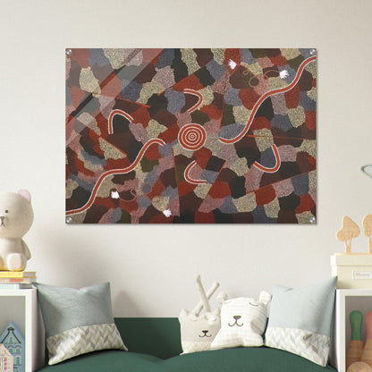 Family Dreaming - Native Art - Clifford Possum Tjapaltjarri Acrylic Print - 70x100 cm / 28x40″ inches