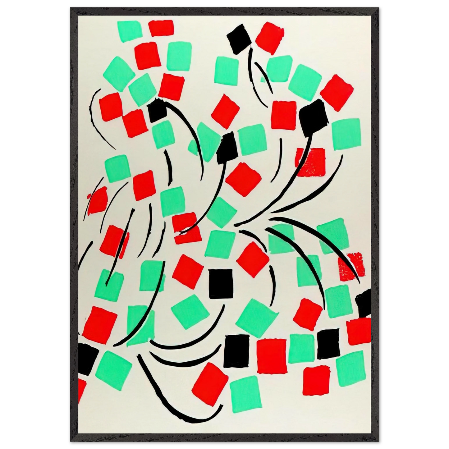 COMPOSITION 31 - Sonia Delaunay 70x100 cm / 28x40 inches Framed Art Print – Black Wooden Frame