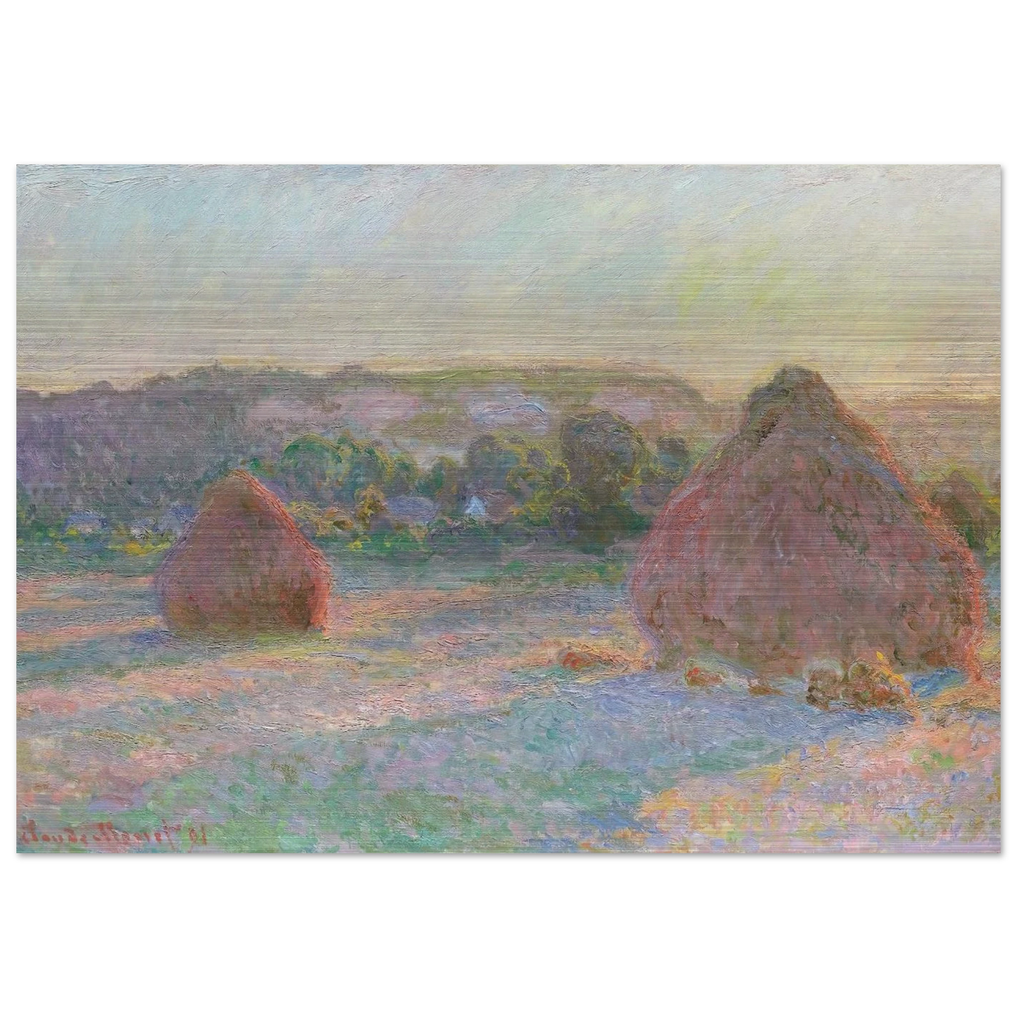 Stacks of Wheat End of Summer - claude monet Brushed Aluminum Print - 70x100 cm / 28x40 inches | claude monet Aluminum Print | claude monet Prints