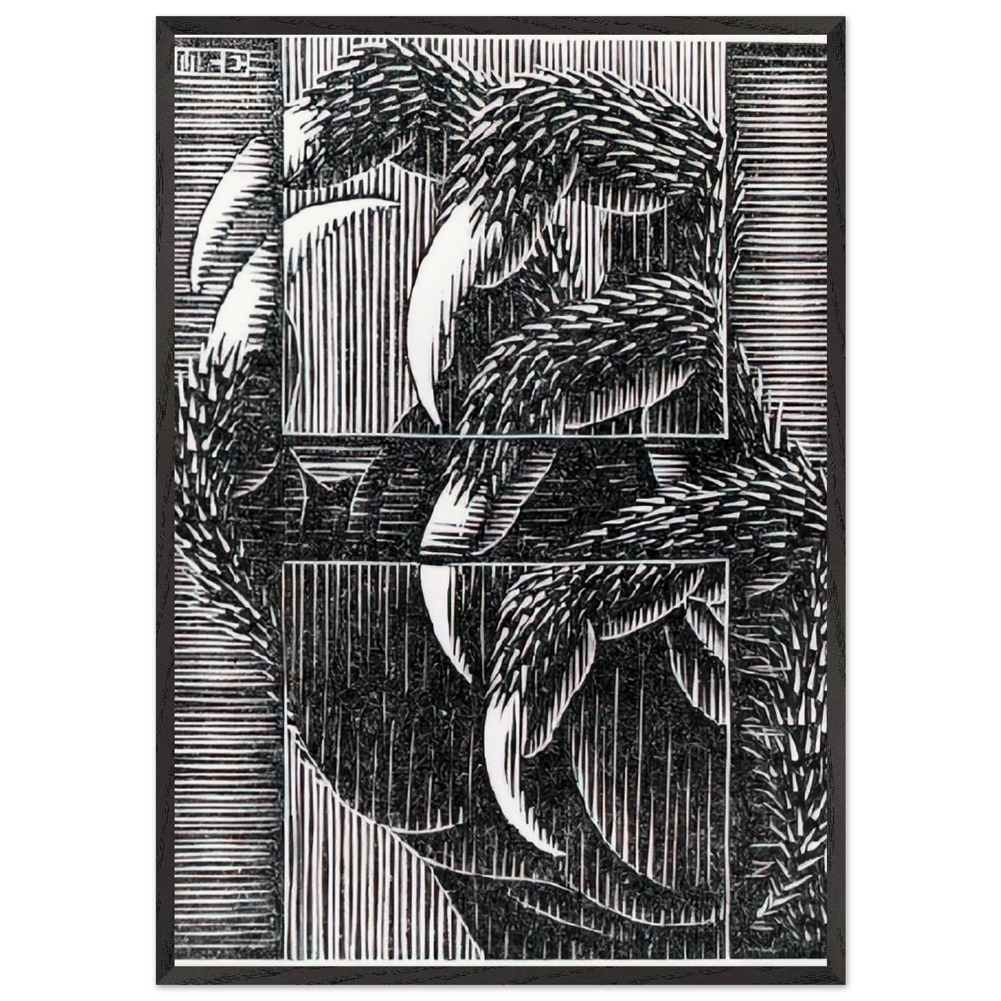 ESCHER 13 - MC Escher 70x100 cm / 28x40 inches Framed Art Print – Black Wooden Frame | Maurits Cornelis Escher Prints