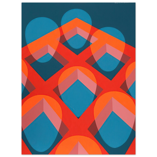 Clarence Holbrook Carter - Untitled - Faces in a Grid Red and Blue - 1973  75x100 cm / 30x40inches Fine Art Poster