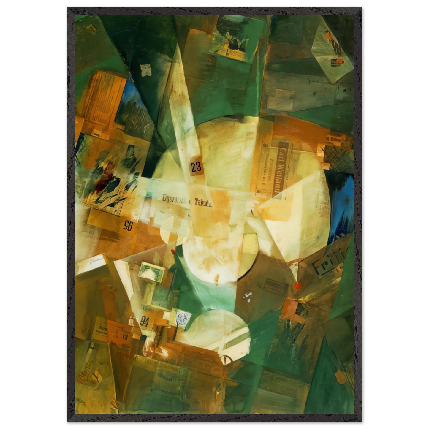 PICTURE WITH LIGHT CENTER 1919 - Kurt Schwitters 70x100 cm / 28x40 inches Framed Art Print – Black Wooden Frame