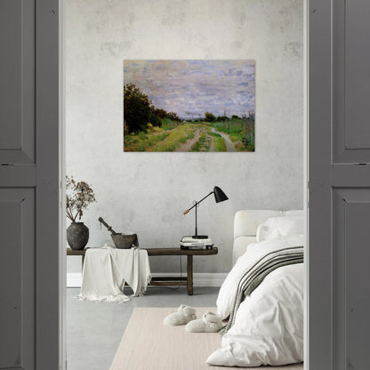 Lane in the Vineyards at Argenteuil - claude monet Brushed Aluminum Print - 70x100 cm / 28x40 inches | claude monet Aluminum Print | claude monet Prints