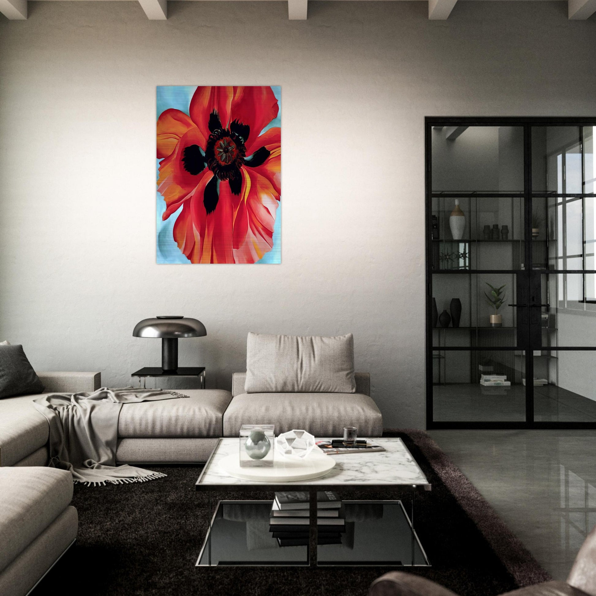 Red Poppy VI - Georgia O'Keeffe Brushed Aluminum Print - 70x100 cm / 28x40 inches | Georgia O'Keeffe Aluminum Print | Georgia O'Keeffe Prints