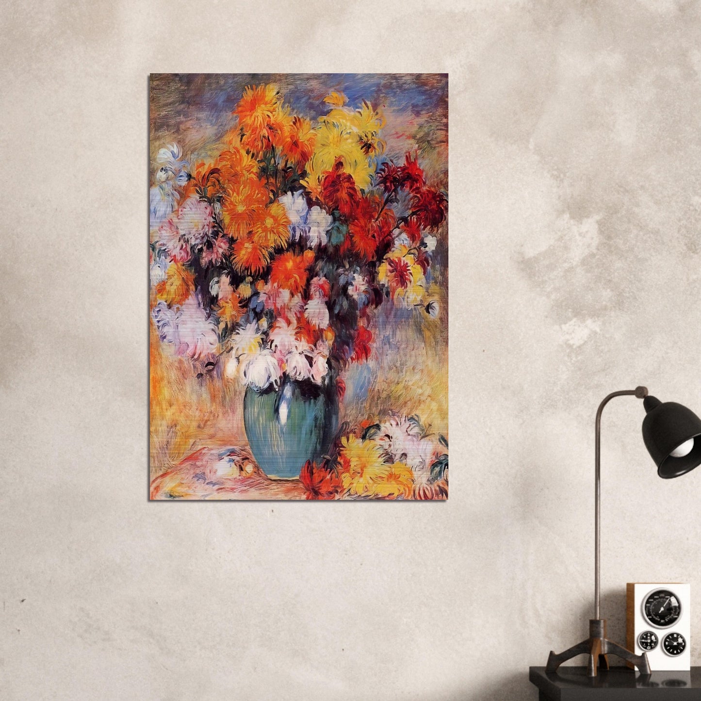Vase of Chrysanthemums - Pierre-Auguste Renoir Brushed Aluminum Print - 70x100 cm / 28x40 inches | Pierre-Auguste Renoir Aluminum Print | Pierre-Auguste Renoir Prints