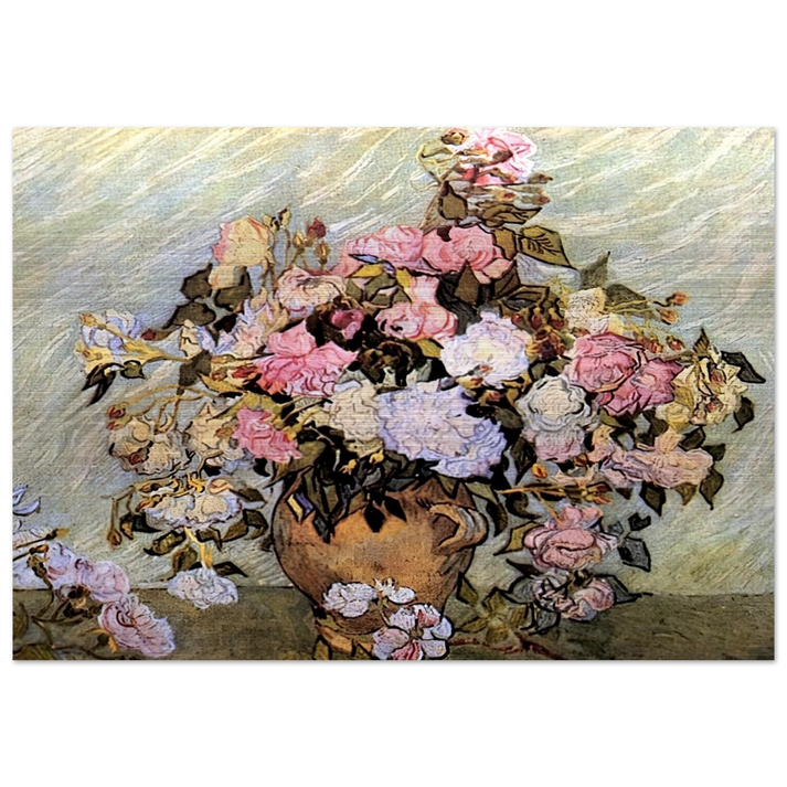 Still Life Vase with Roses - Vincent van Gogh Brushed Aluminum Print - 70x100 cm / 28x40 inches | Vincent van Gogh Aluminum Print | Vincent van Gogh Prints
