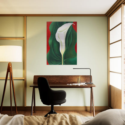 Single Calla Lily  Red  - Georgia O'Keeffe Brushed Aluminum Print - 70x100 cm / 28x40 inches | Georgia O'Keeffe Aluminum Print | Georgia O'Keeffe Prints