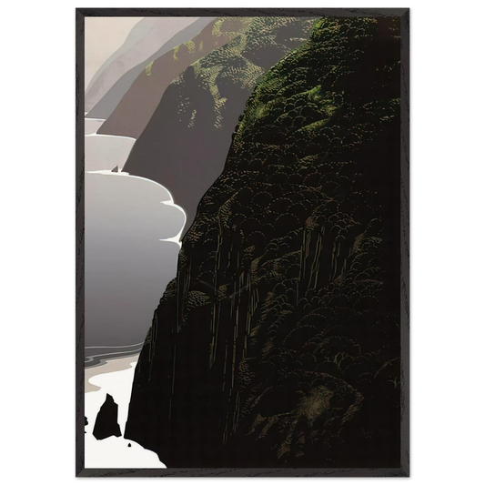 Big Sur Coastline - Eyvind Earle 70x100 cm / 28x40 inches Framed Art Print – Black Wooden Frame