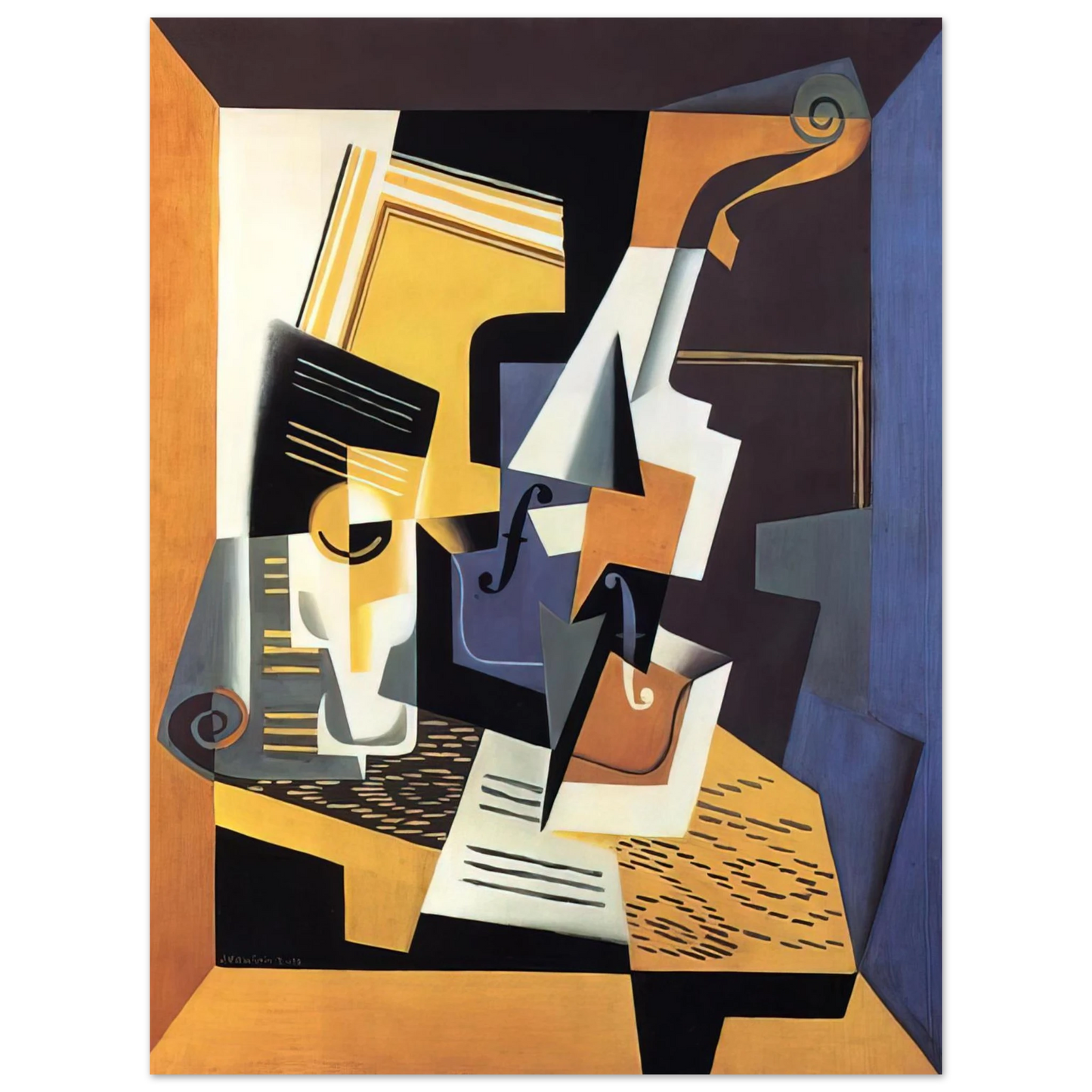 Juan Gris - VIOLIN AND GLASS 1918  75x100 cm / 30x40inches Fine Art Poster