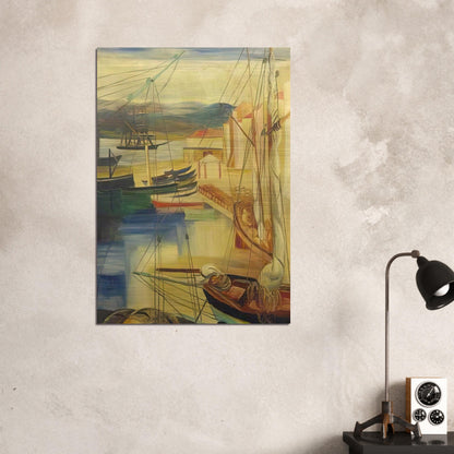 SHIPS MOORED ALONG THE DOCKS - Moise Kisling Brushed Aluminum Print - 70x100 cm / 28x40 inches | Moise Kisling Aluminum Print | Moise Kisling Prints