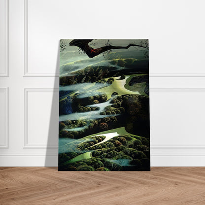 Carmel Valley Memory - Eyvind Earle Brushed Aluminum Print - 70x100 cm / 28x40 inches | Eyvind Earle Aluminum Print | Eyvind Earle Prints