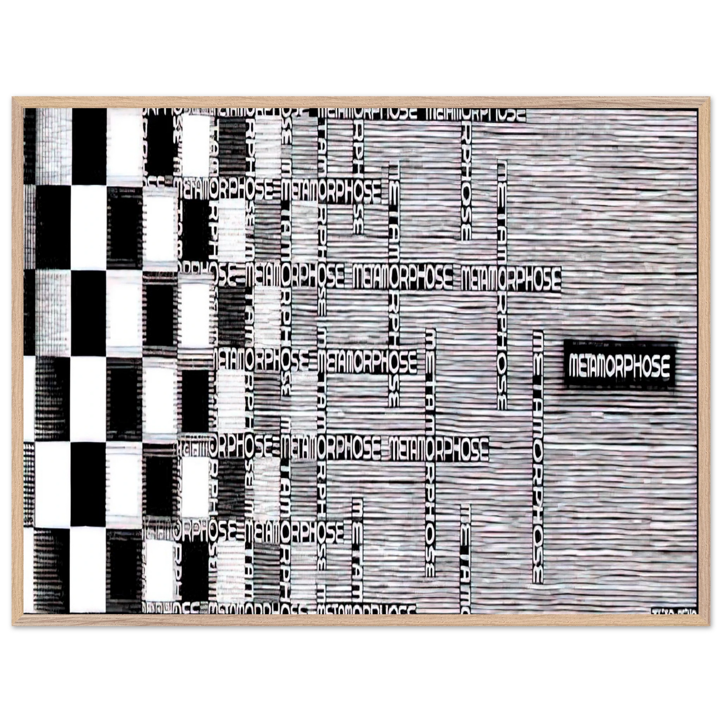 MC Escher - METAMORPHOSIS II EXCERPT 7 Wall Art - 21x29.7 cm / 8x12" - Premium Wooden Framed Poster With Fine Art Paper - White frame