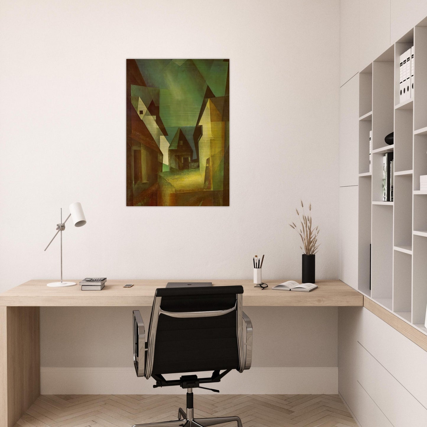 GABERNDORF II 1924 - Lyonel Feininger Brushed Aluminum Print - 70x100 cm / 28x40 inches | Lyonel Feininger Aluminum Print | Lyonel Feininger Prints
