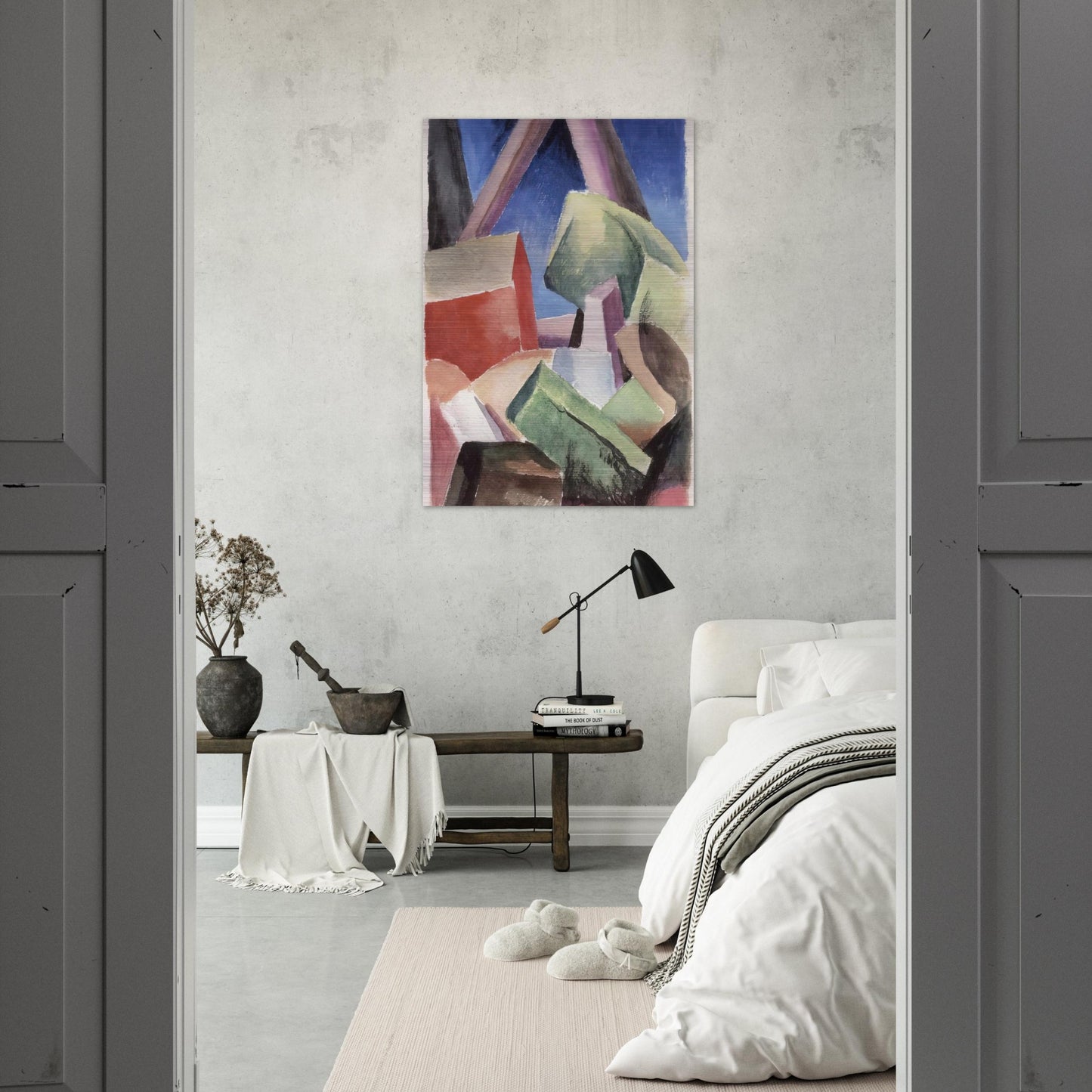 HOUSE IN CUBIST LANDSCAPE 1920 - Thomas Hart Benton Brushed Aluminum Print - 70x100 cm / 28x40 inches | Thomas Hart Benton Aluminum Print | Thomas Hart Benton Prints
