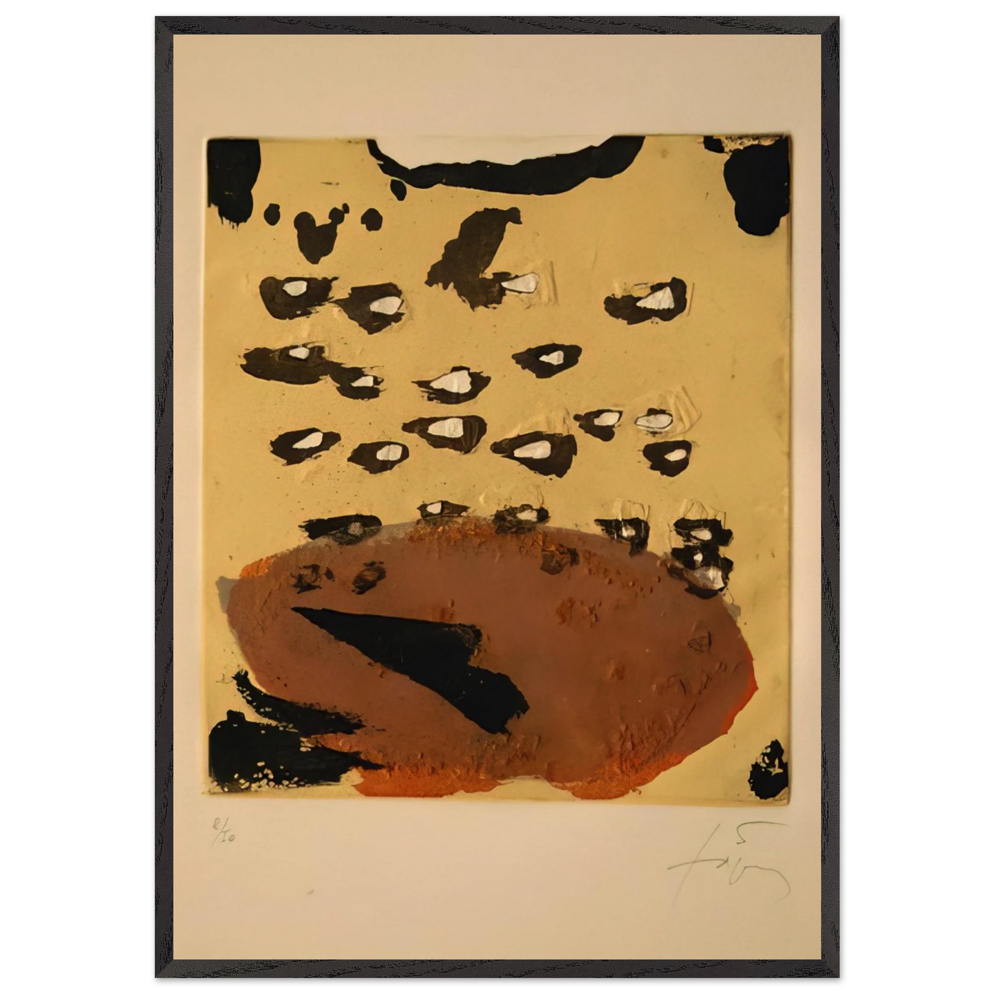REPLIQUER II 1981 - Antoni Tapies 70x100 cm / 28x40 inches Framed Art Print – Black Wooden Frame