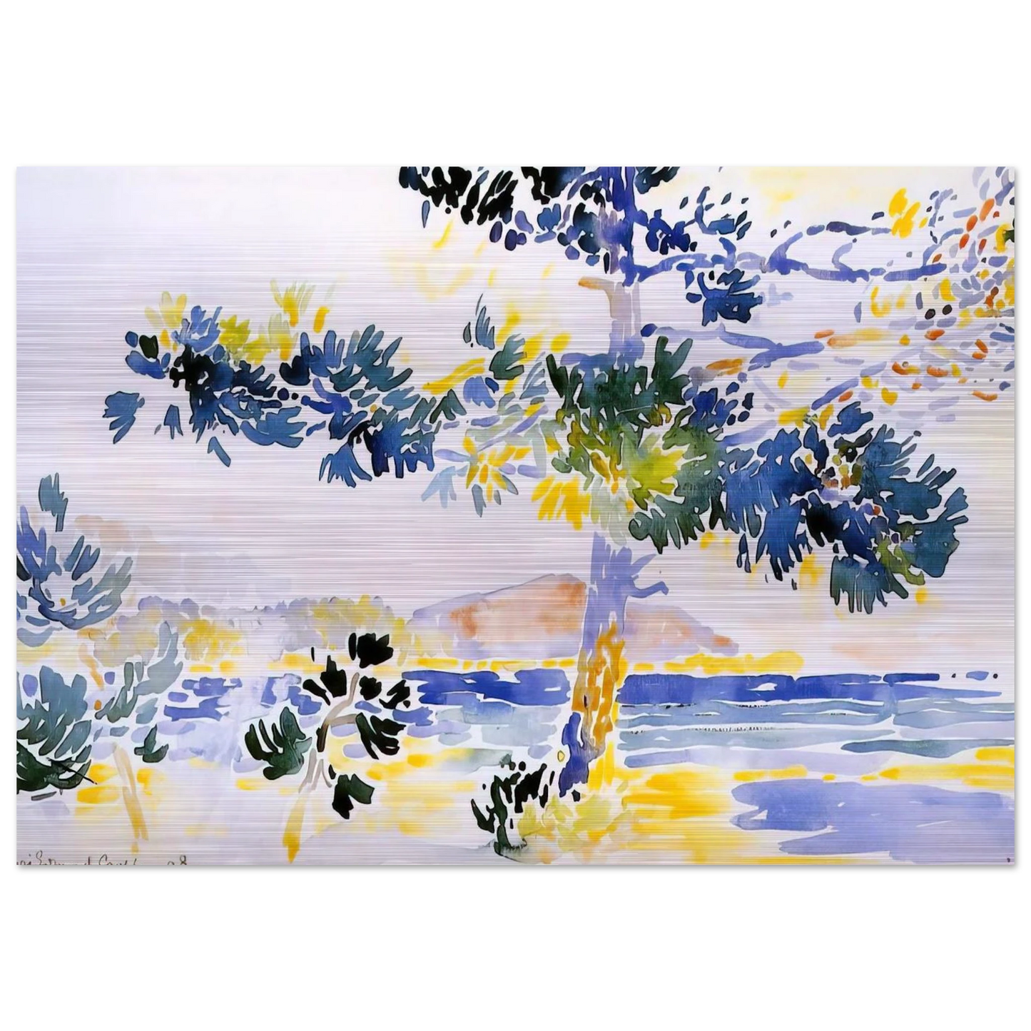 Saint-Clair Landscape - Henri-Edmond Cross Brushed Aluminum Print - 70x100 cm / 28x40 inches | Henri-Edmond Cross Aluminum Print | Henri-Edmond Cross Prints