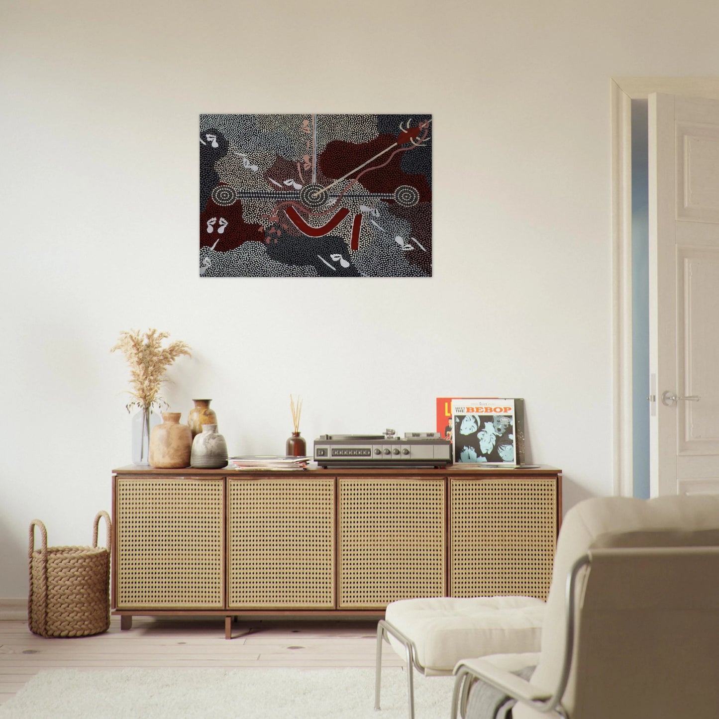 Love Story - 1998 - Clifford Possum Tjapaltjarri Brushed Aluminum Print - 70x100 cm / 28x40 inches | Clifford Possum Tjapaltjarri Aluminum Print | Clifford Possum Tjapaltjarri Prints
