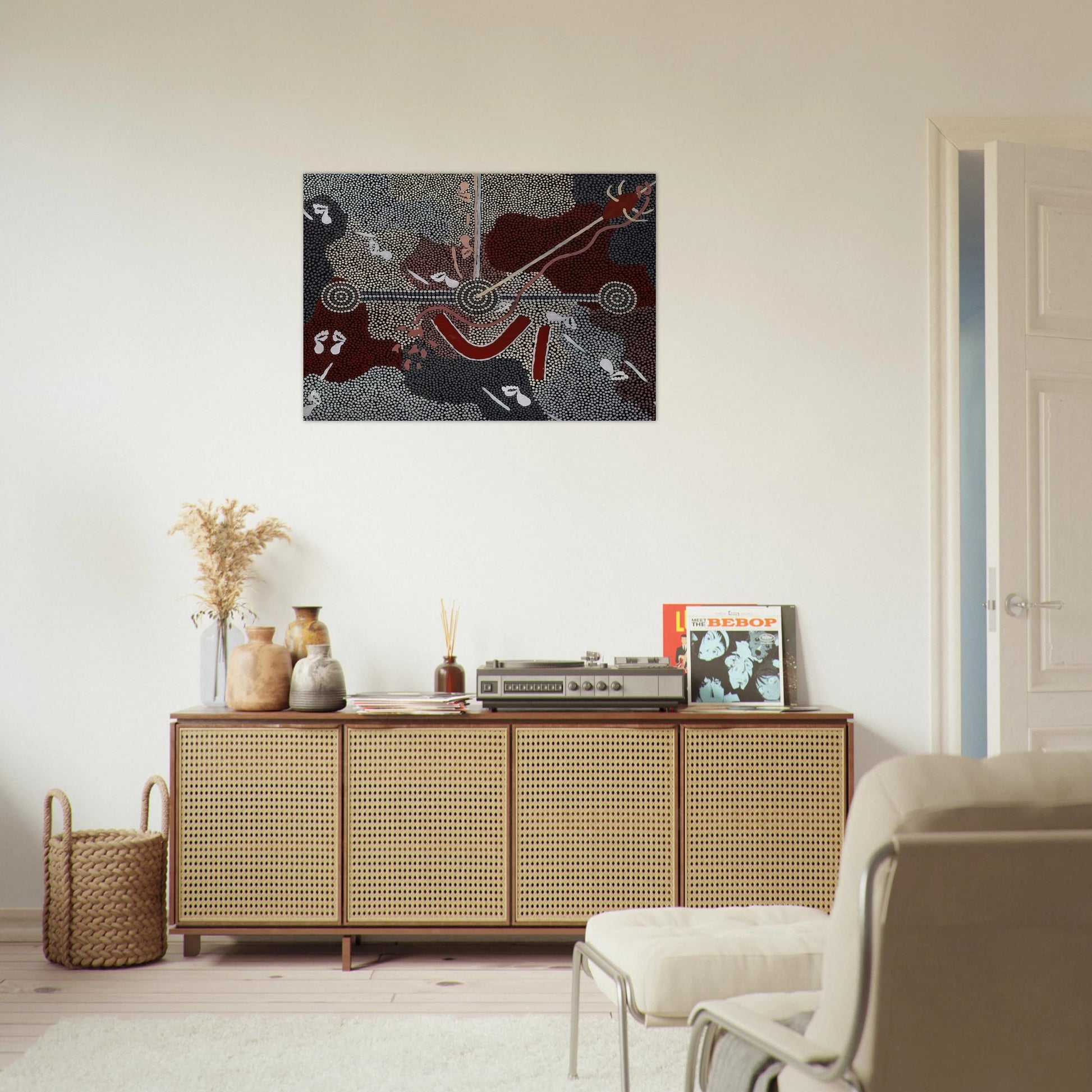Love Story - 1998 - Clifford Possum Tjapaltjarri Brushed Aluminum Print - 70x100 cm / 28x40 inches | Clifford Possum Tjapaltjarri Aluminum Print | Clifford Possum Tjapaltjarri Prints
