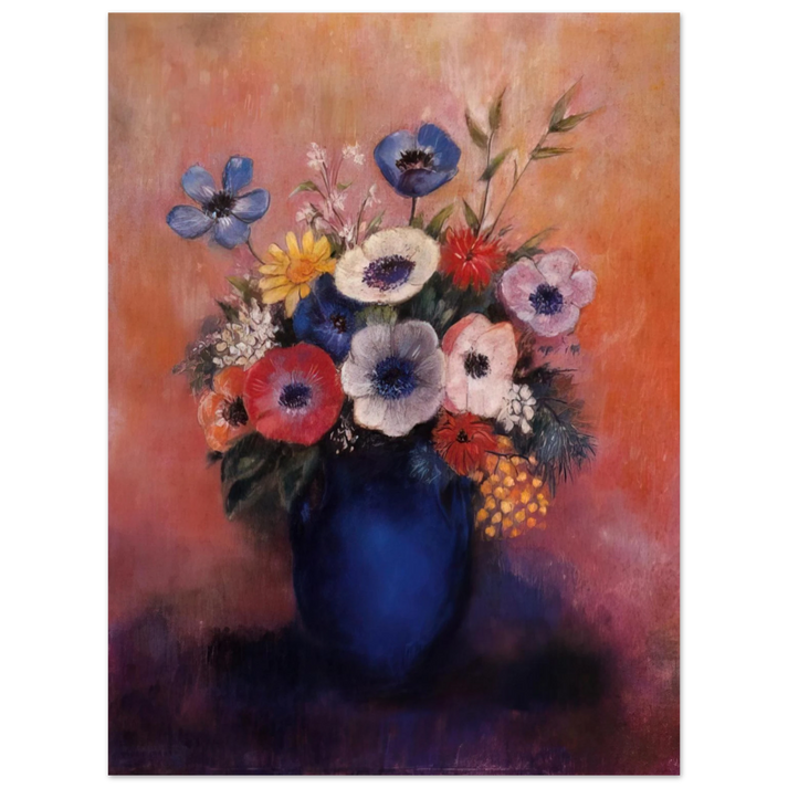 Odilon Redon - BOUQUET OF FLOWERS IN A BLUE VASE 1  75x100 cm / 30x40inches Fine Art Poster