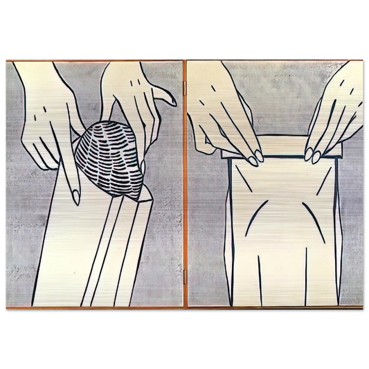 BREAD IN BAG 1961 - Roy Lichtenstein Brushed Aluminum Print - 70x100 cm / 28x40 inches | Roy Lichtenstein Aluminum Print | Roy Lichtenstein Prints