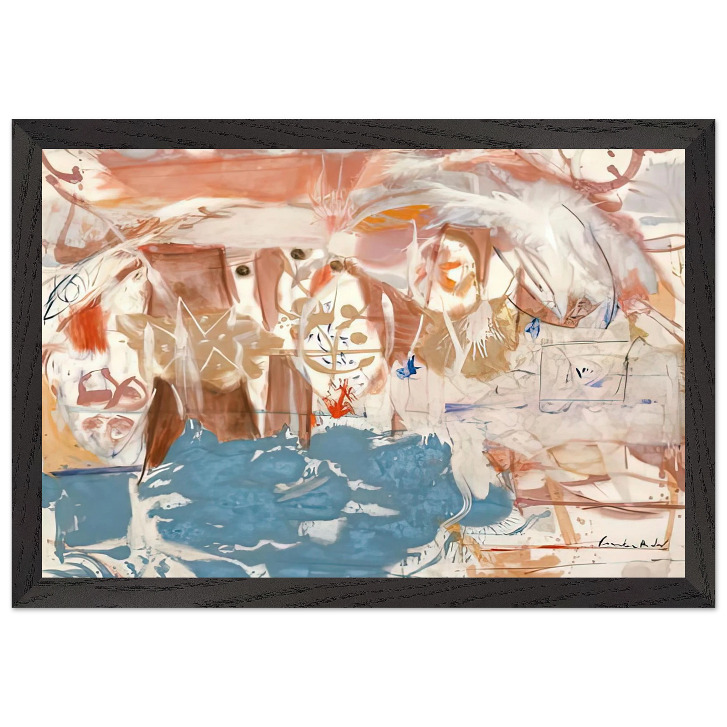 Helen Frankenthaler - Dawn After the Storm, 1957- Wall Art - 60x80 cm / 24x32 inches - Premium Wooden Framed Poster With Fine Art Paper-canvas - White frame