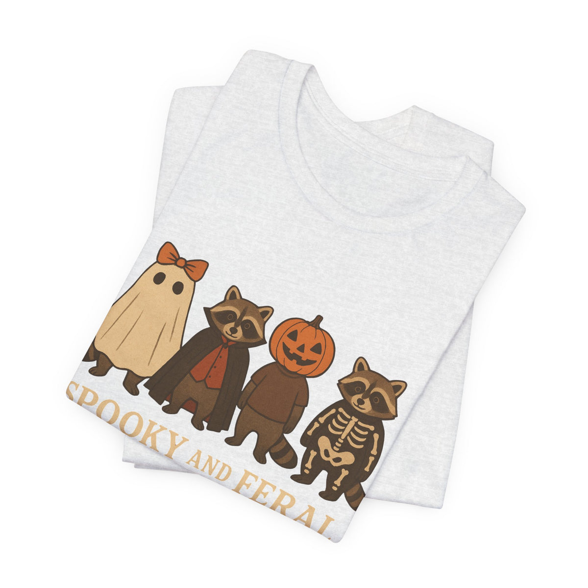 T-shirt "Raton laveur effrayant", T-shirt Halloween drôle à motifs, T-shirt vintage automne mignon, T-shirt tendance femme pour Halloween, T-shirt "Raton laveur sauvage"