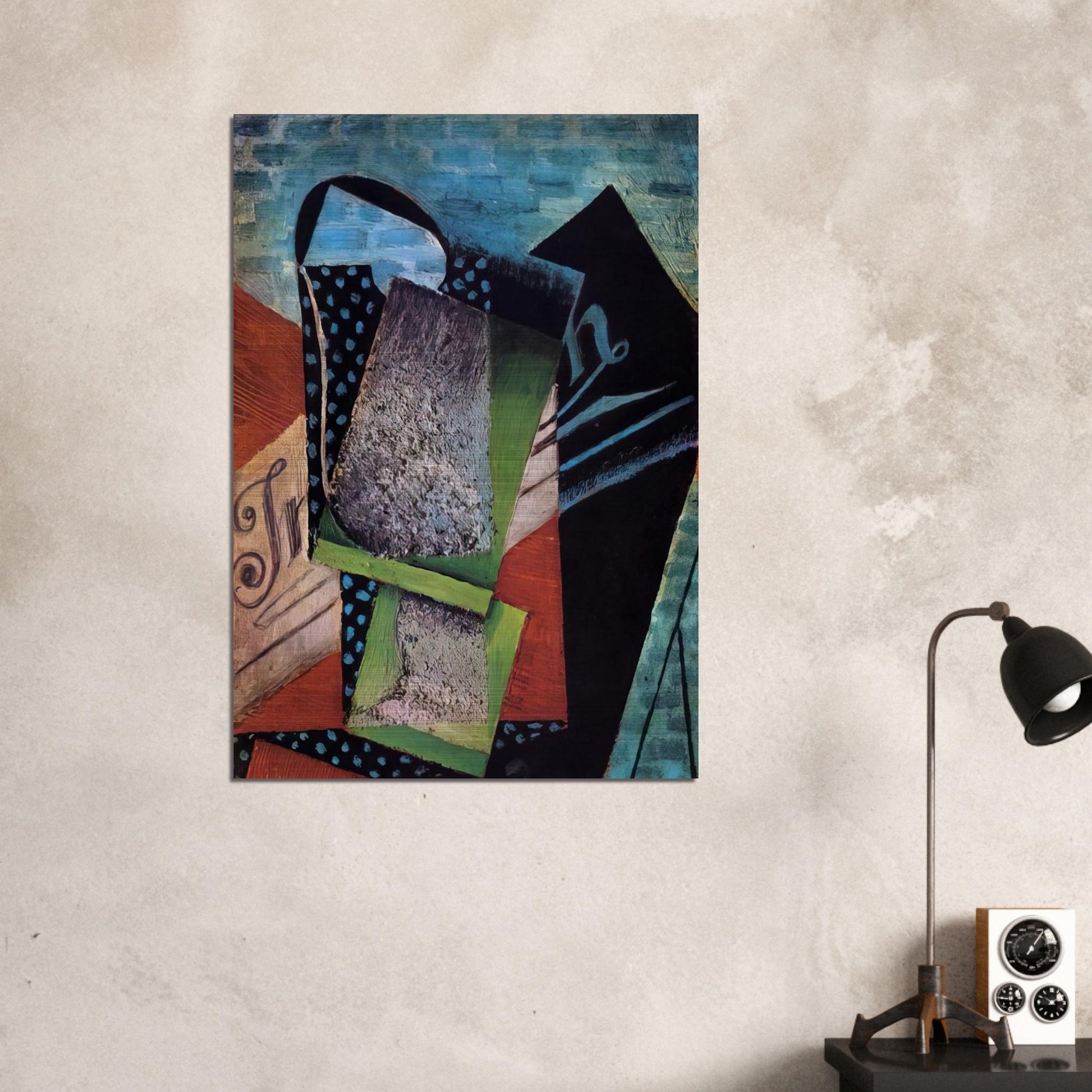 STILL LIFE DEDICATED TO ANDRE SALMON 1915 - Juan Gris Brushed Aluminum Print - 70x100 cm / 28x40 inches | Juan Gris Aluminum Print | Juan Gris Prints