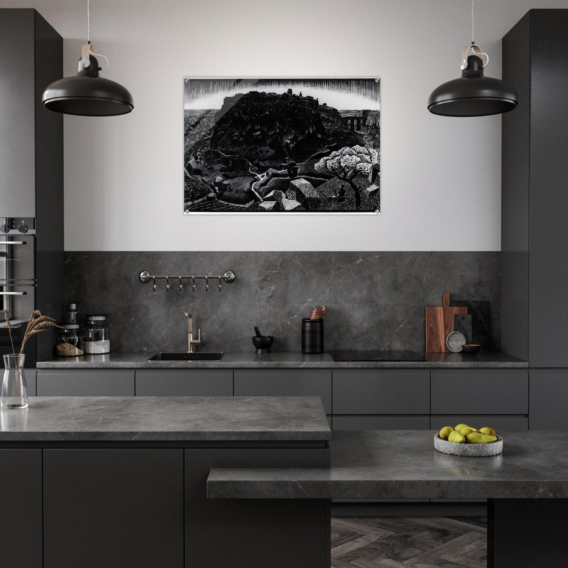 VITORCHIANO NEL CIMINO - MC Escher Acrylic Print - 70x100 cm / 28x40″ inches | Maurits Cornelis Escher Prints
