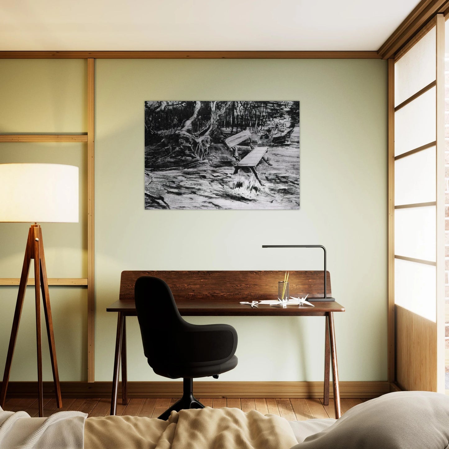 Bench in a Wood - Vincent van Gogh Brushed Aluminum Print - 70x100 cm / 28x40 inches | Vincent van Gogh Aluminum Print | Vincent van Gogh Prints