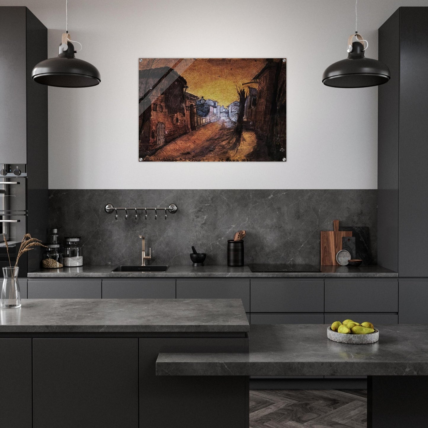 LA STRADA DI CASA 1900 - Carlo Carra Acrylic Print - 70x100 cm / 28x40″ inches | Carlo Carra Wall Art | Carlo Carra Prints