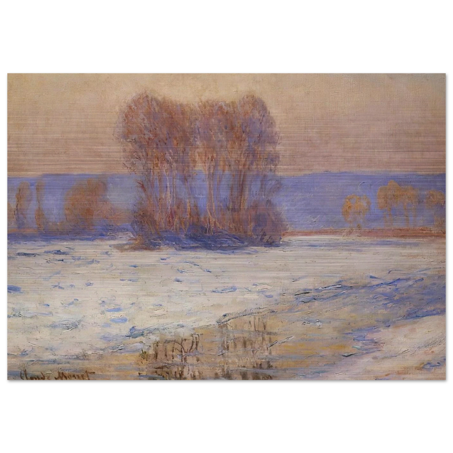 The Seine at Bennecourt, Winter - claude monet Brushed Aluminum Print - 70x100 cm / 28x40 inches | claude monet Aluminum Print | claude monet Prints