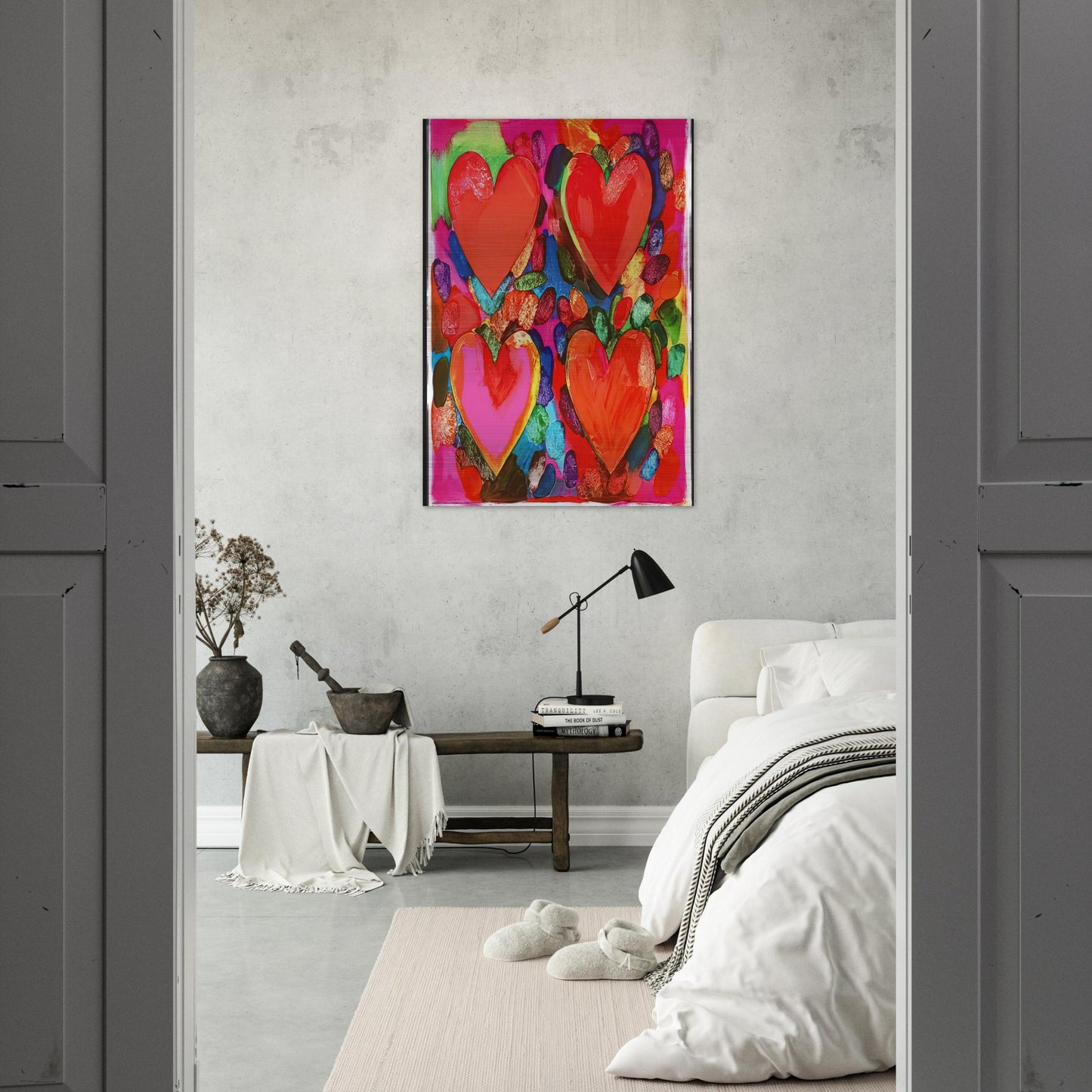 FOUR HEARTS 1969 - Jim Dine Brushed Aluminum Print - 70x100 cm / 28x40 inches | Jim Dine Aluminum Print | Jim Dine Prints
