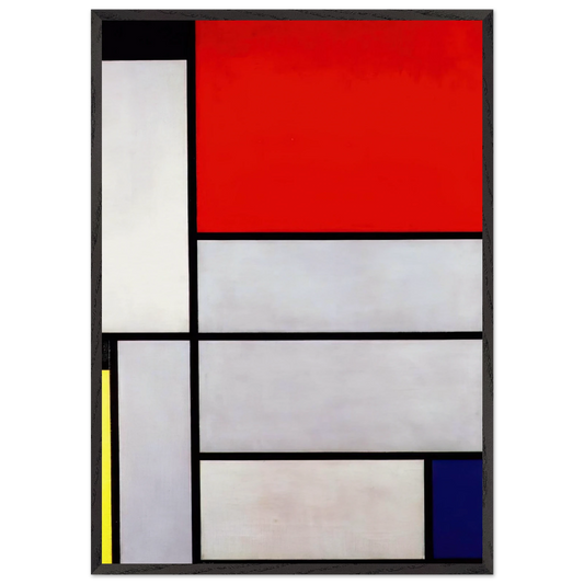 Tableau I - Piet Mondrian 70x100 cm / 28x40 inches Framed Art Print – Black Wooden Frame